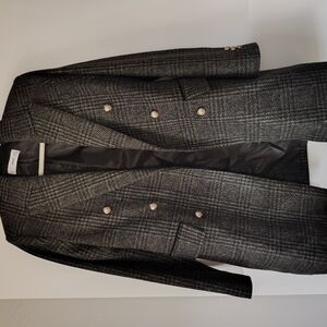 Chic Black and Gray Plaid Blazer